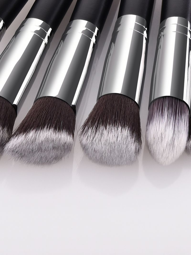 14-piece makeup brush set, black and silver, five big and five small, double-headed eyelash brush, makeup tools GUJHUI_voghion.com