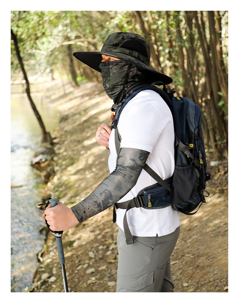 Set di protezione UV rinfrescante: maschera per il viso, copricollo e manicotti in seta ghiacciata con cappello a tesa larga_voghion.com