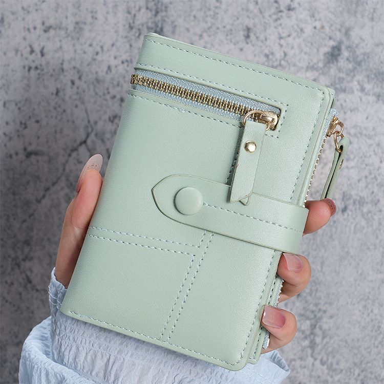 Neu Damen Geldbörse PU Leder Kurzen Reißverschluss Geldbörse Drei-Fach Brieftasche_voghion.com