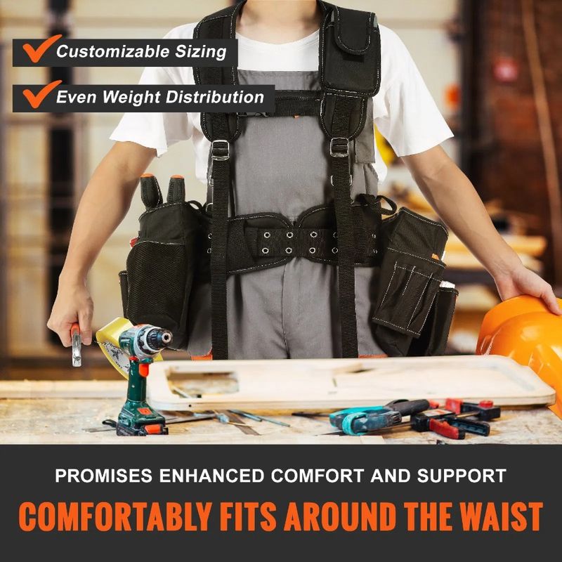 Suspenders Tool Size Adjustable Polyester Tool Waist With Belt 29 Men 29-54 600D Carpenter Pockets Belts For Duty Heavy Inches_voghion.com