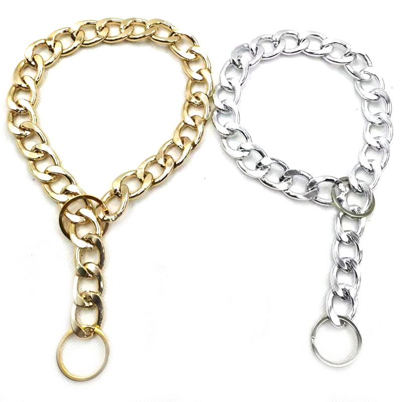Large And Medium-sized Pet Alloy Necklace Metal P NK Chain Golden Retriever Labrador Big Dog Collar_voghion.com
