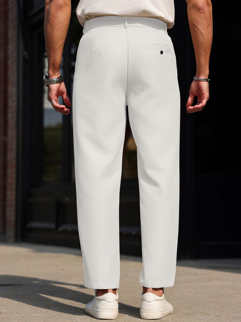 Herren Business Casual Anzughose – Slim Fit Hose aus Poly-Viskose-Mischgewebe (S-XXL, Khaki/Schwarz/Grau/Blau/Weiß/Grün)_voghion.com