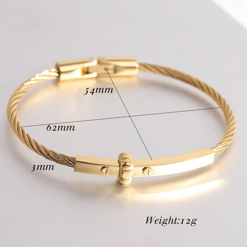 Men'S Simple All-Lap Titanium Steel Cable Fashion Design Bolt Bracelet_voghion.com