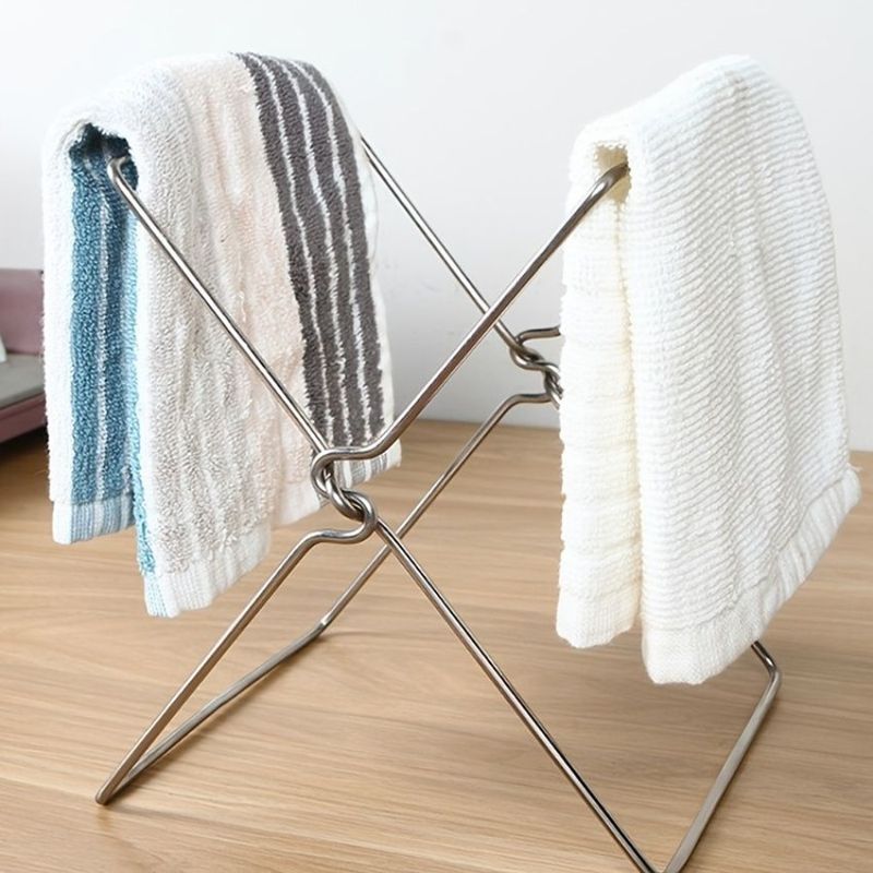 Bag Rack Trash Garbage Foldable Rack Holder For Storage Bag Rag Bathroom Kitchen 1pc Countertop Shelf B Plastic Steel Stainless_voghion.com