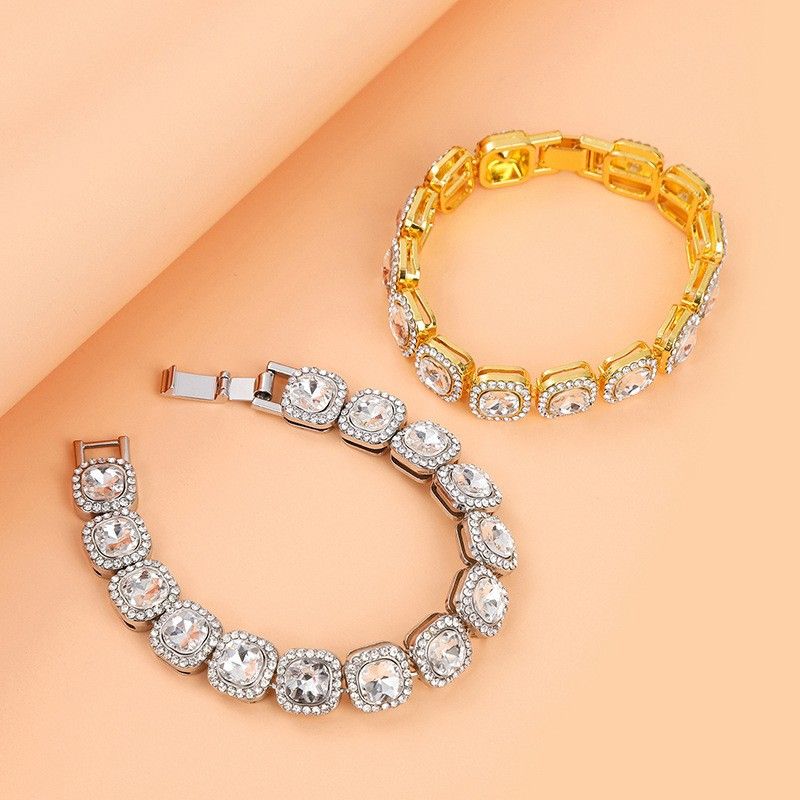Heren vierkante veelzijdige mode Cubaanse ketting hiphop vierkante strass edelsteen ketting mannen en vrouwen sieraden_voghion.com
