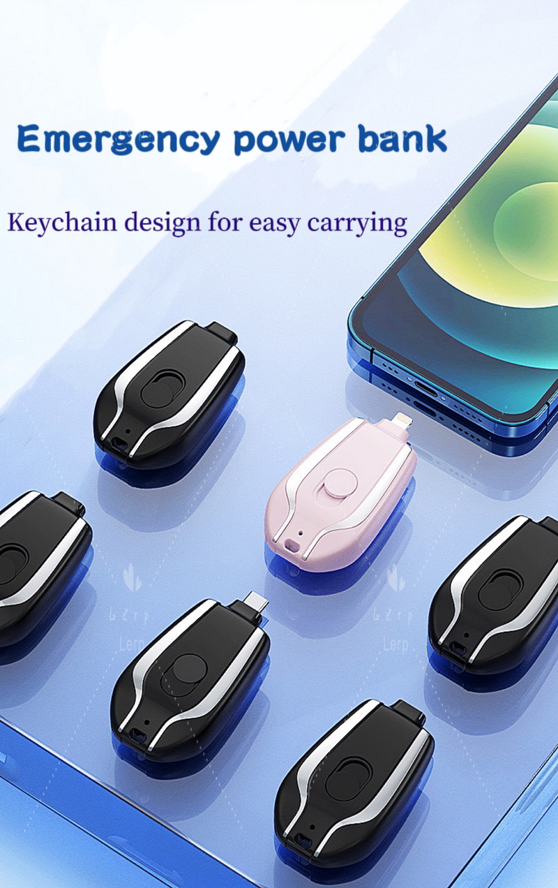 Kunjiuyou Mini Power Bank con Hebilla 1500mAh Gran Capacidad Carga rápida Cargador de batería móvil portátil Tvpe-C de Bolsillo-Negro_voghion.com