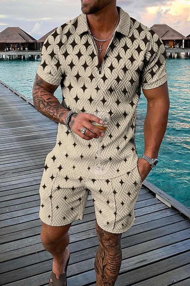 Polo da uomo 3D con stampa a catena | Completo a maniche corte slim fit_voghion.com