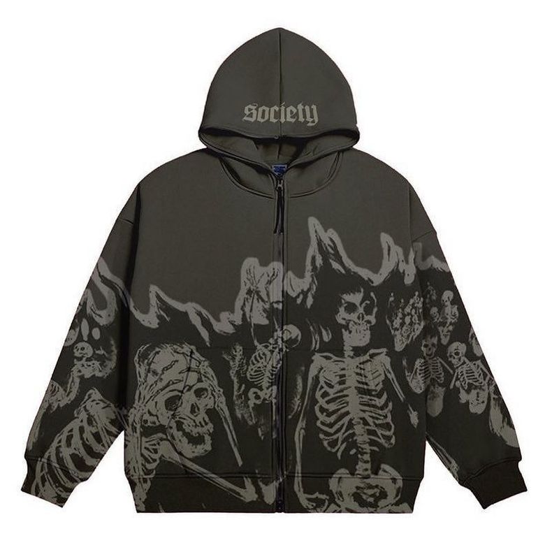 Autumn Winter Ins American Jacket Y2K Skeleton Sweatshirt Couple Style New Hooded Skull High Street Top_voghion.com