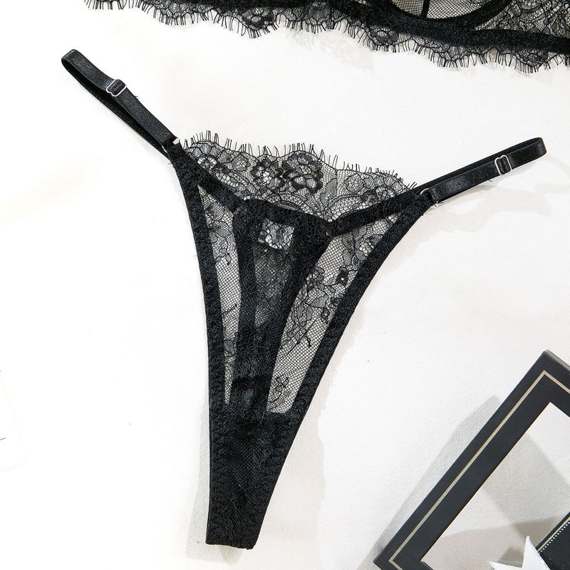 Women's Intimates Big Chest Small Thin Hollow Bra Thong Women's Underwear Set_voghion.com
