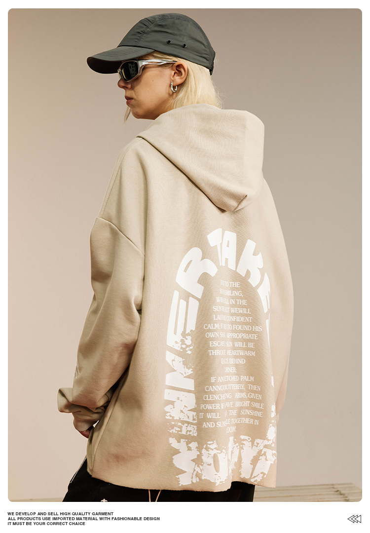 Abbigliamento da uomo 2024 grande stampa sul retro della felpa con cappuccio sull'orlo dell'orlo in spugna pesante senza filo_voghion.com