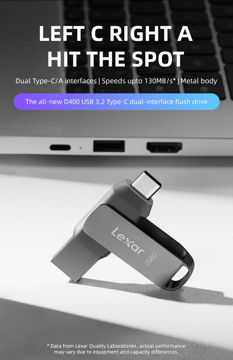 Lexar 2-in-1 3.2 OTG Type-C Metal Pen Customizable 64GB 128GB 256GB High-Speed USB Flash Drive For Book PC_voghion.com