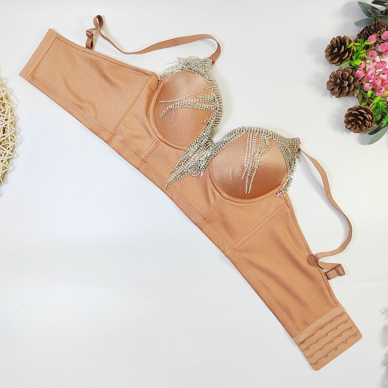 European and American cross-border source factory flash diamond tassel beaded tube top outer wear short nightclub Carnival bra_voghion.com