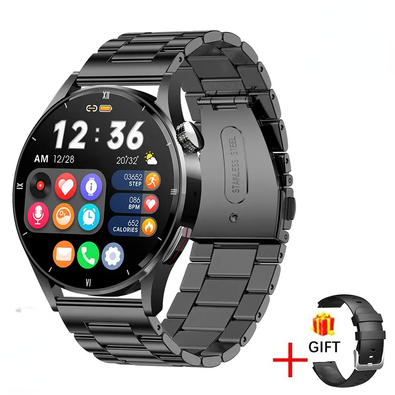 Erkekler için akıllı saat AMOLED HD Ekran Vücut Sıcaklığı Algılama Ai Akıllı Ses Smartwatch 2023 Bluetooth Çağrı Saati_voghion.com
