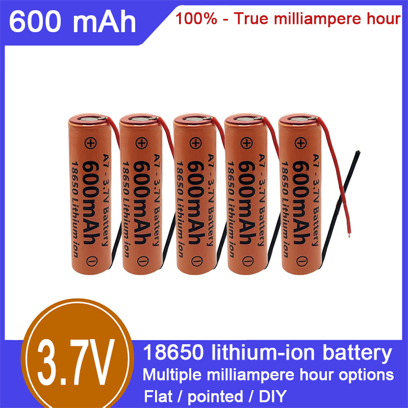 18650 ličio jonų įkraunama baterija, 3,7 V, 600 mAh, 100 % talpos, tinka elektriniams žaislams, elektroninėms cigaretėms, žibintuvėliams ir kitoms sritims_voghion.com