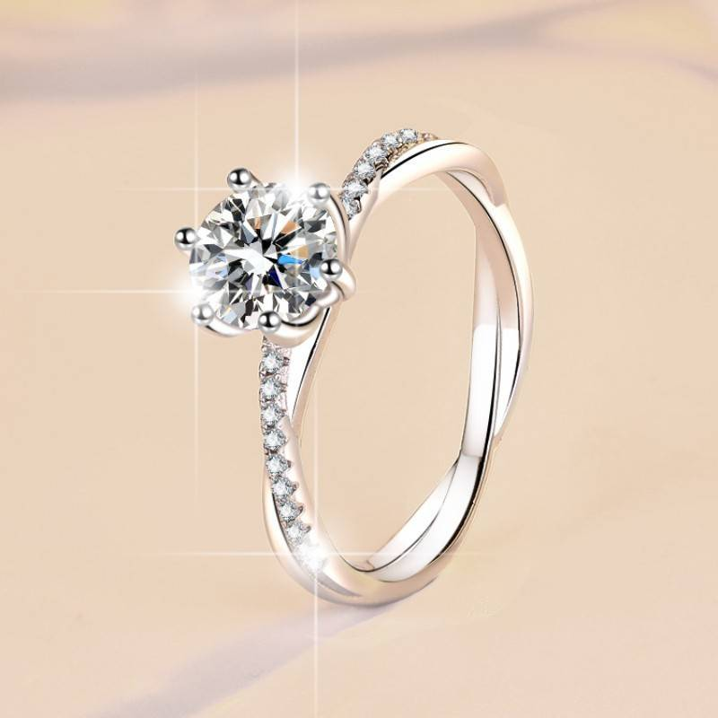 Anello Moissanite Anello Donna Placcato Pt950 Anello Amore Vite Intrecciata Anello Nuziale Argento Sterling_voghion.com