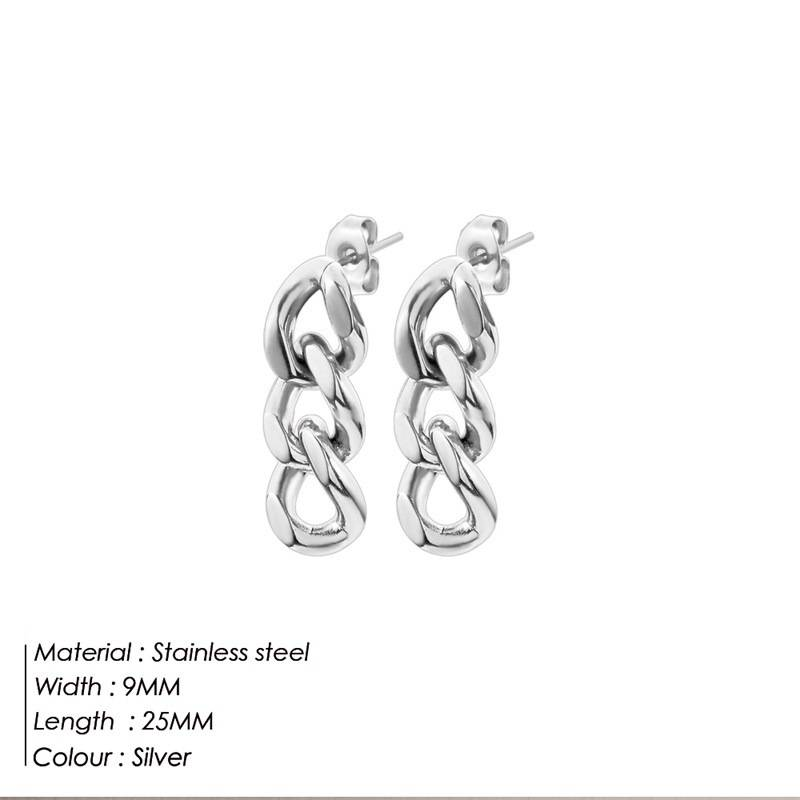 Women's Jewelry Punk Cuban Chain Personality Fashion Female Earrings Gold Plated Earrings Stainless Steel Jewelry Earrings Batch_voghion.com