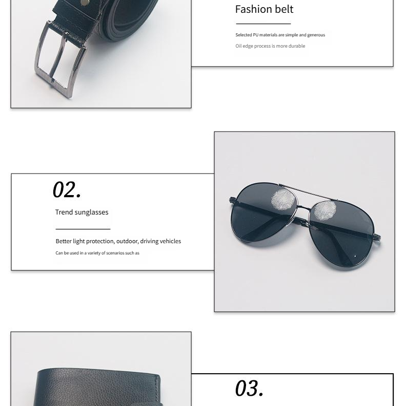 Geschenkset für Herren, Geldbörse, Gürtel, Armband, Sonnenbrille, Valentinstagsgeschenk, Vatertagsgeschenk, Geschenkbox-Set_voghion.com