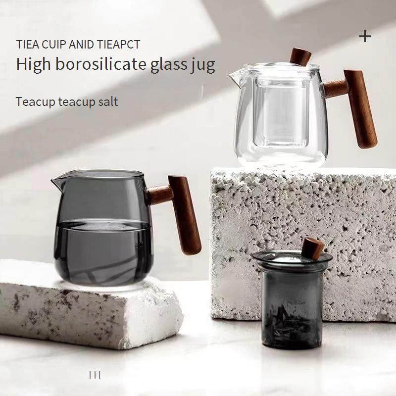 Wooden Handle Glass Teapot Single Pot Tea Water Separation Thickened High Temperature Resistant Heating Teapot Tea Set_voghion.com