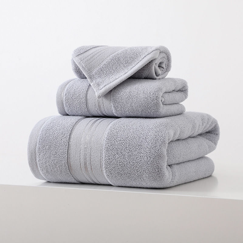 Pure Cotton Thickened Highly Absorbent Quick Dry Bath Towels With Face Towel 3PC Set_voghion.com