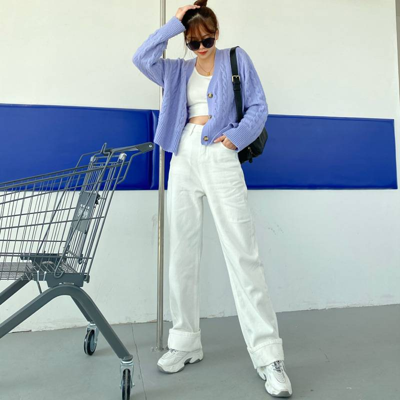 Jeans a zampa extra lunghi per donne alte - Pantaloni a gamba larga a vita alta con elastico, pantaloni in denim taglie forti_voghion.com