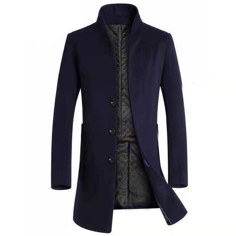 Men's Wool Blazer Jacket - Slim Fit Business Casual Single Breasted Suit Coat For Autumn Winter (Blue, M-5XL)_voghion.com