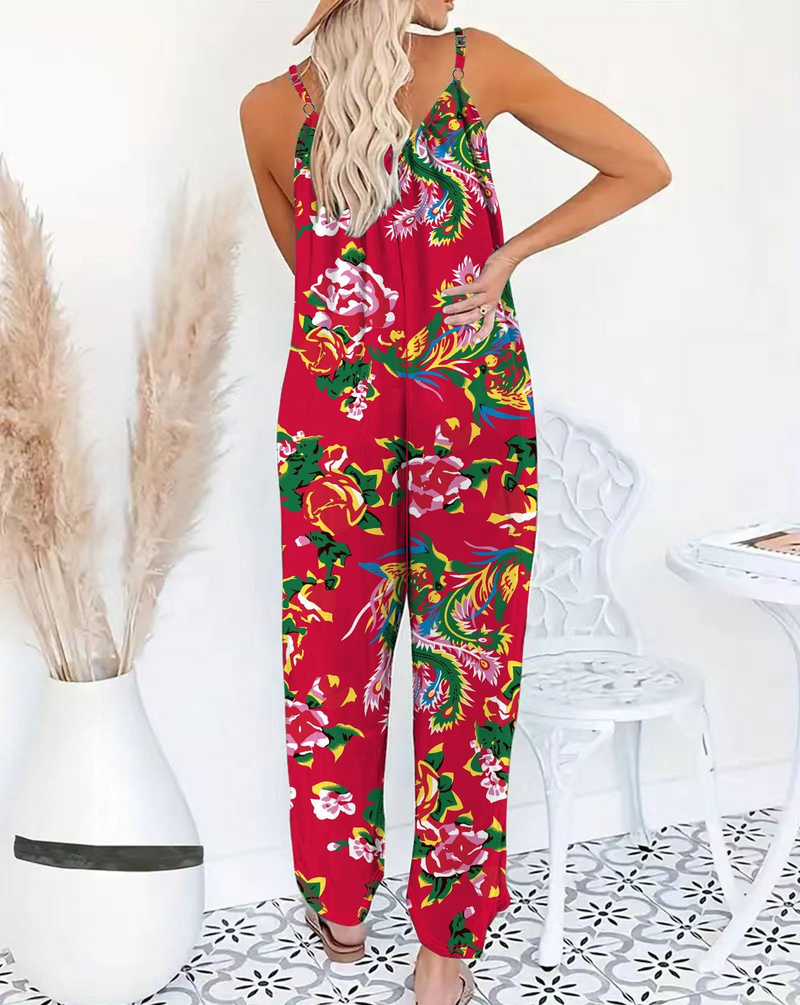Damen-Overall mit Blumenmuster und Taschen – locker sitzender Sommer-Strampler, ärmelloser Freizeitoverall für Damen_voghion.com
