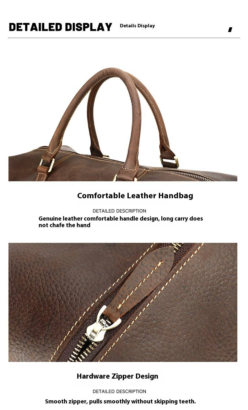 Borsa da viaggio vintage in vera pelle da uomo, borsone in pelle invecchiata retrò con tracolla, capiente capacità 36-55L, resistente, per viaggi casual_voghion.com