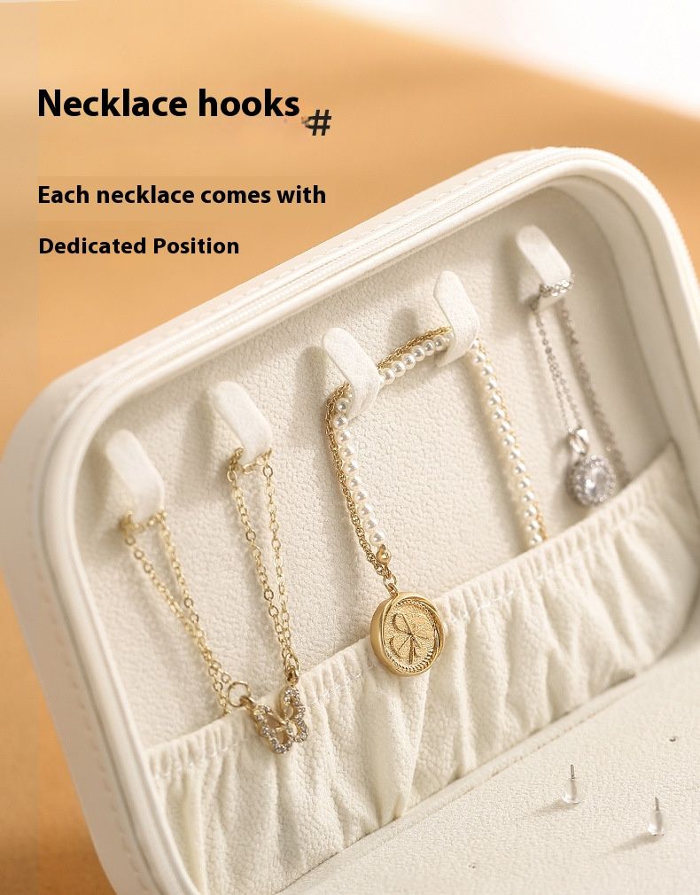 Portagioielli in pelle di alta qualità con chiusura a cerniera - Elegante organizer per orecchini e anelli con divisori regolabili, custodia portatile per gioielli da viaggio_voghion.com