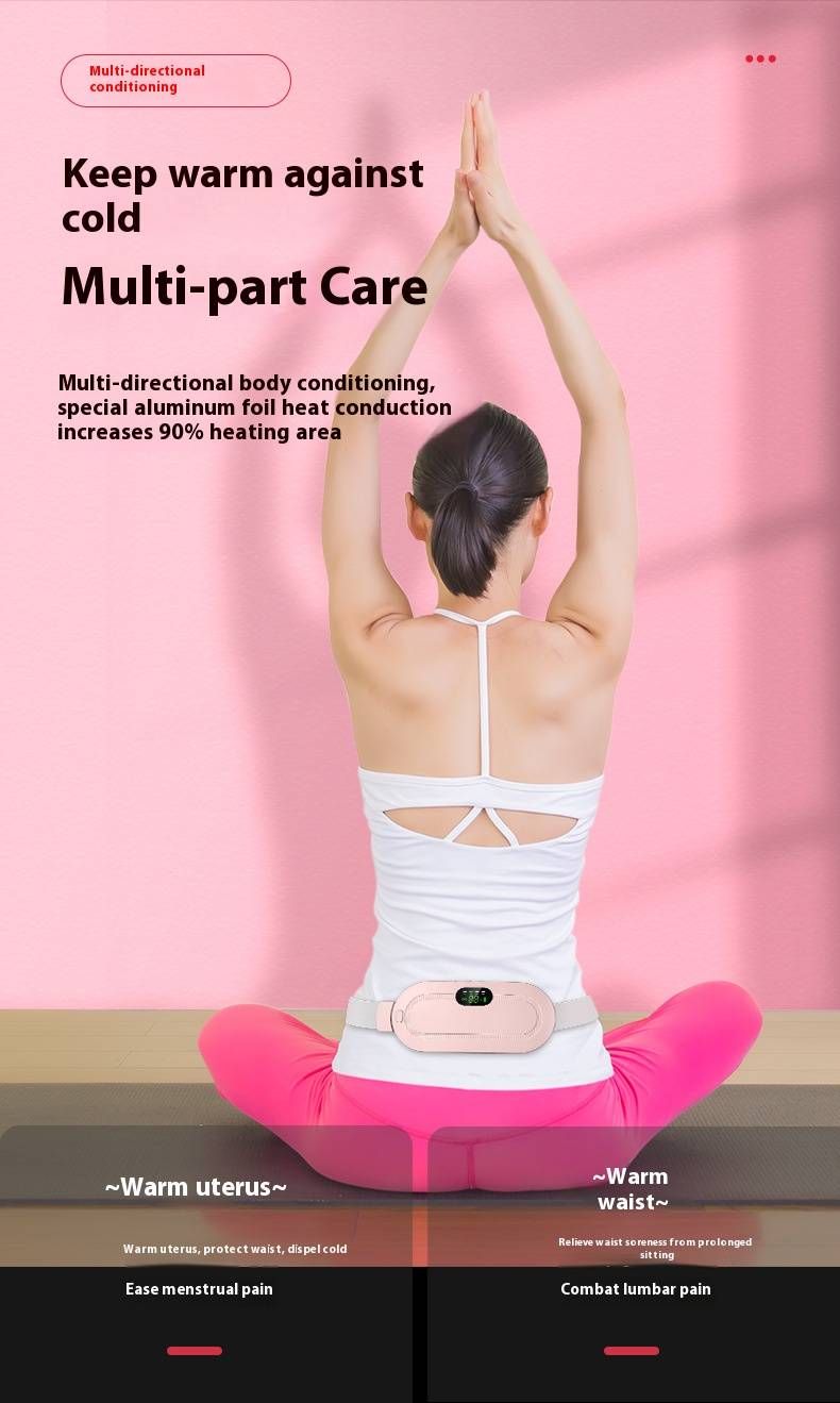 Cinto de aquecimento inteligente para mulheres - alívio de dores menstruais e de maternidade com 3 temperaturas - massagem vibratória e recarregável - faixa ajustável na cintura_voghion.com