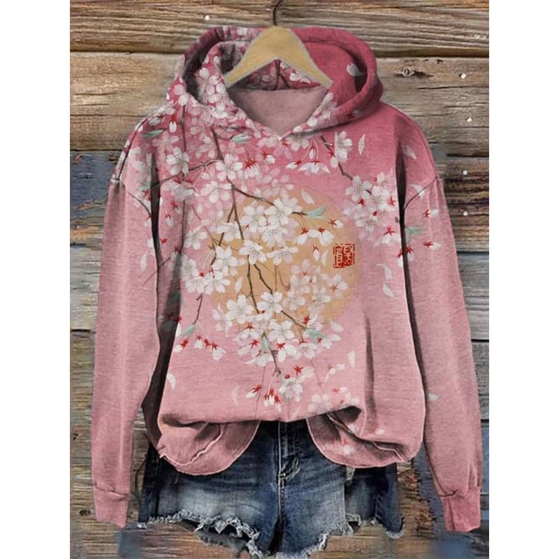 Women's Stylish Japanese Ethnic Floral Print Oversized Long Sleeve Tunic Top - Loose Fit Boho Chic Streetwear For Autumn Winter_voghion.com