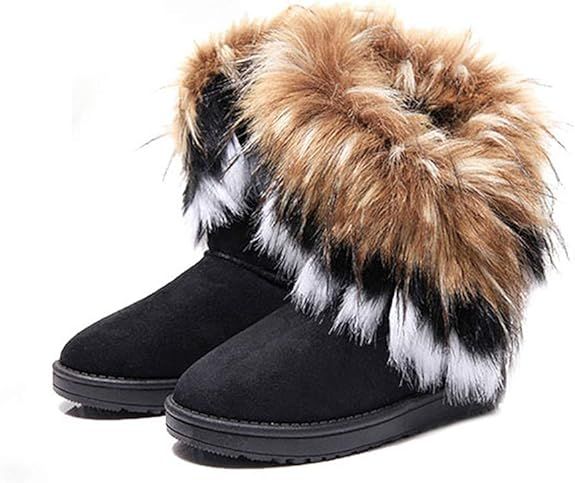 Women's Fur Tassel Winter Snow Boot Suede Flat Ankle Boots_voghion.com