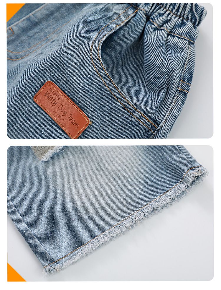Mutter & Kinder Jungen Sommer Schmetterling Jeans Anzug Sommer Neue Koreanische Version Hübscher Junge Baby Kurzarm Zwei Stück Anzug trendy_voghion.com