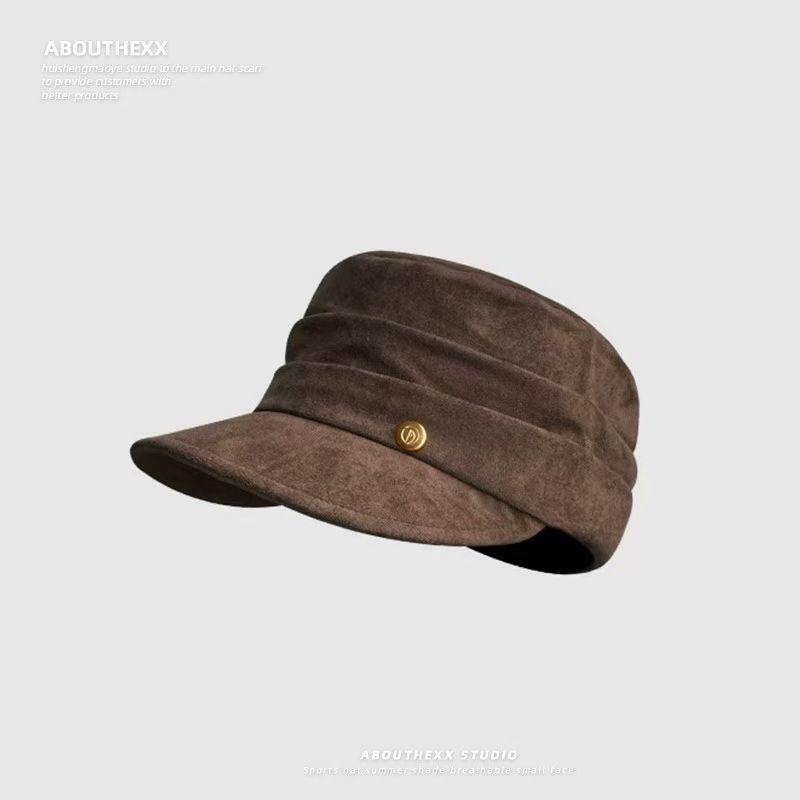 Braun für Frauen 2025 Neuer Stil Gesichtsschlankheits-Vielseitige Baskenmütze Großer Kopfumfang Künstlerhut Trendy_voghion.com