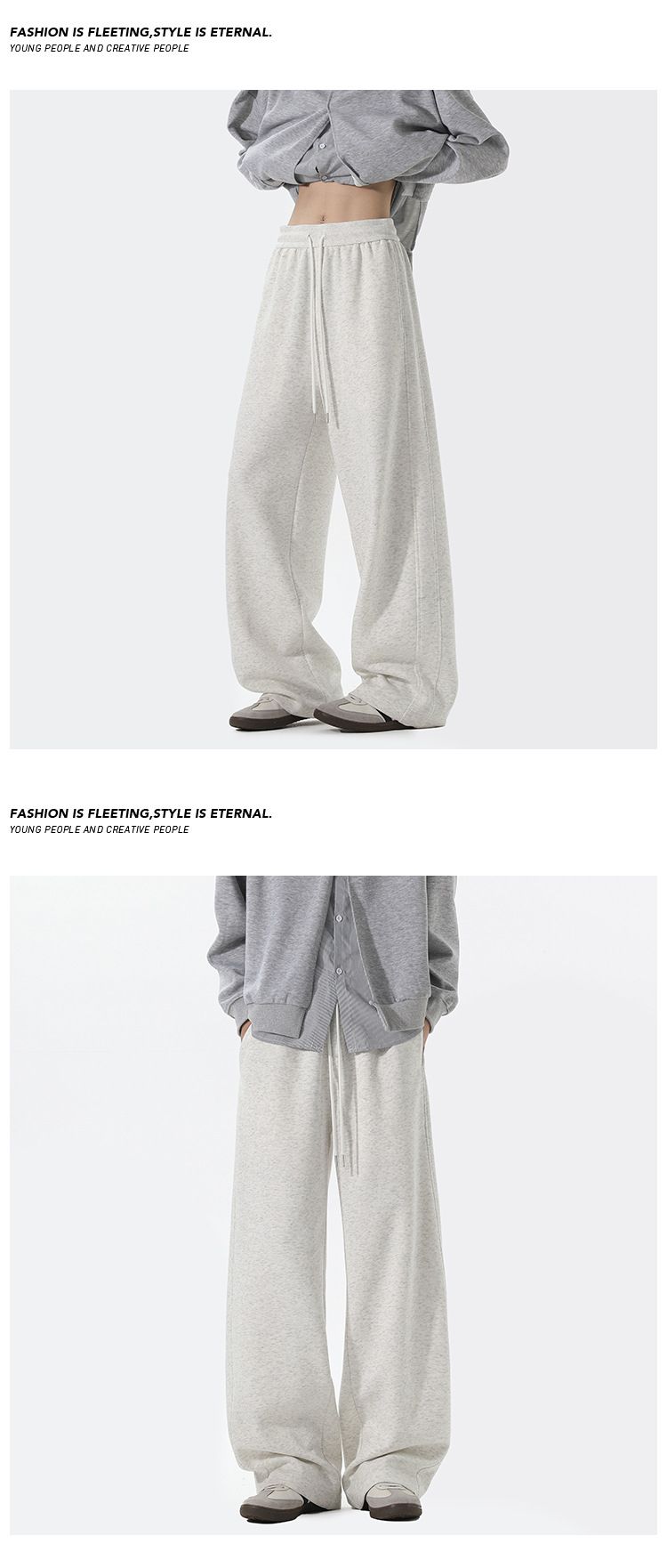 Men's High Street Cargo Pants - Retro Loose Fit Joggers With Wide Leg, Grey Sweatpants For Casual & Streetwear_voghion.com