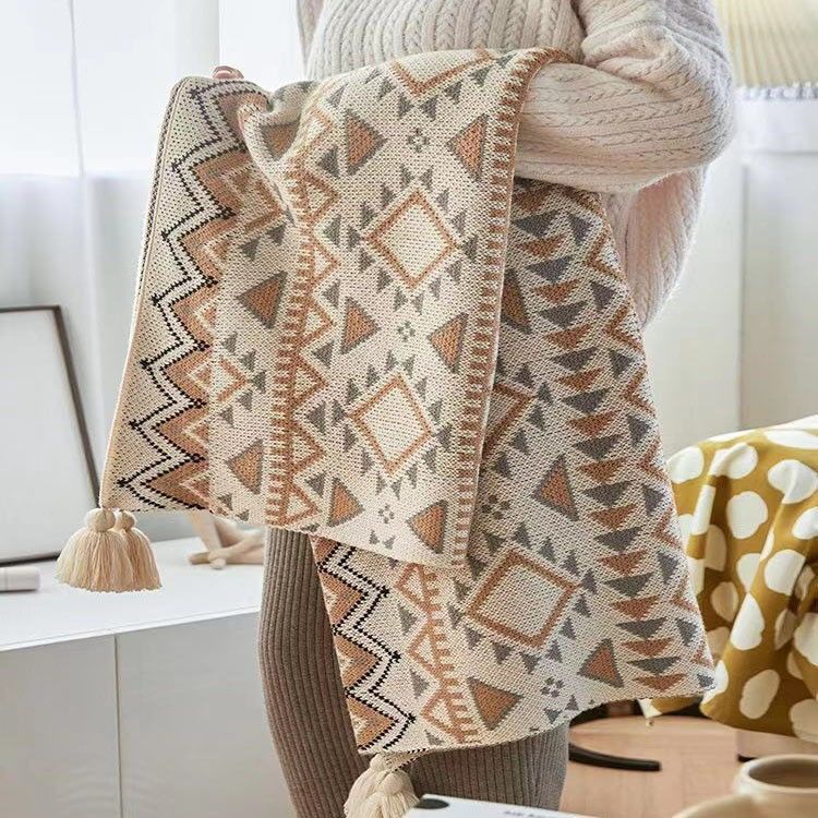 Coperta lavorata a maglia per il pisolino del divano letto Bohemian Air Conditioning Nordic FleeceCashmere_voghion.com