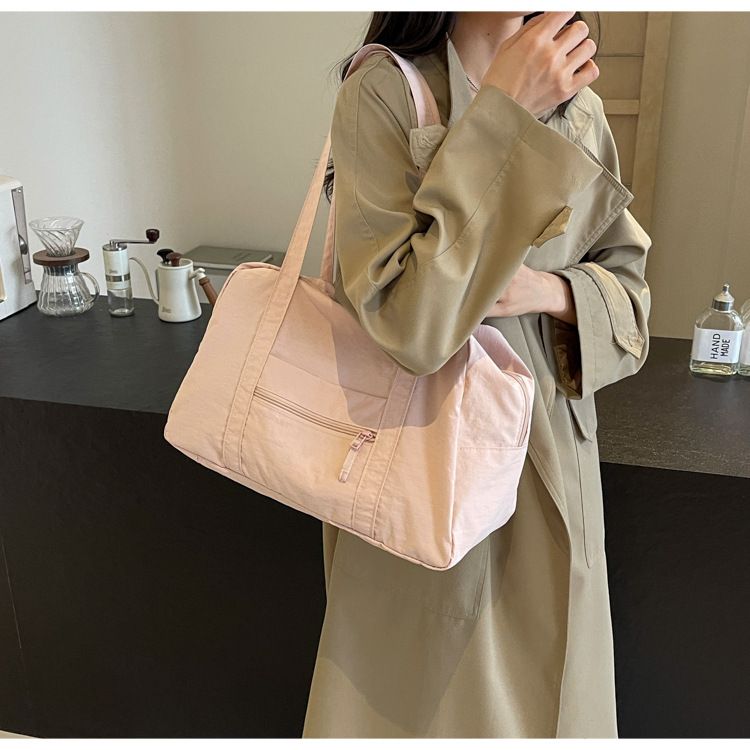 Korean version nylon lightweight and large capacity waterproof hand-held tote travel shoulder commuting cloth bag,_voghion.com