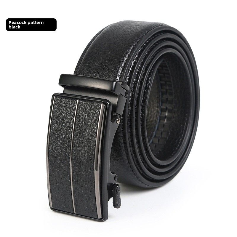 Men's Genuine Leather Belt Alligator Leather Pattern Automatic Buckle_voghion.com