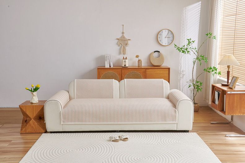 Premium Chenille Sofa Kussenhoezen & Kussensets – Moderne Gestreepte & Effen Beschermers voor 3-zitsbanken, Antislip & Ademend_voghion.com
