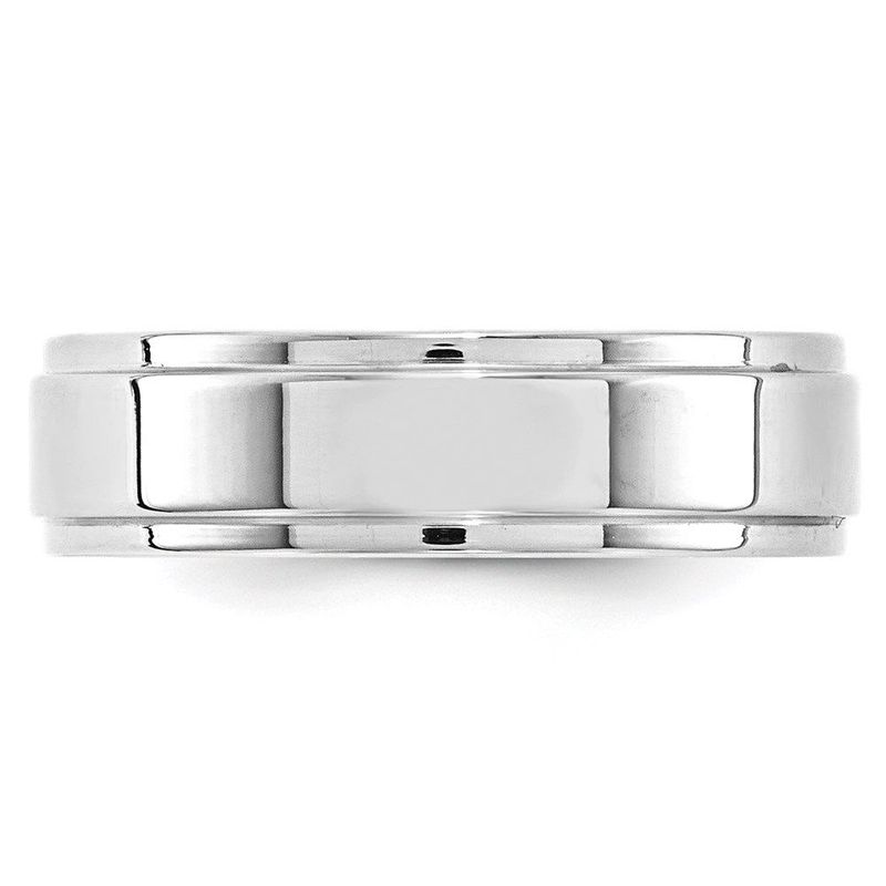 10k White Gold 6mm Flat With Step Edge Wedding Band Size 11_voghion.com
