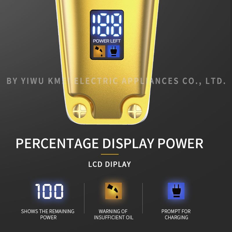 Kemei KM-K53S USB profesionalus plaukų kirpimo mašinėlė su LED ekranu, elektrinė įkraunama mašina ir įkrovimo pagrindu_voghion.com