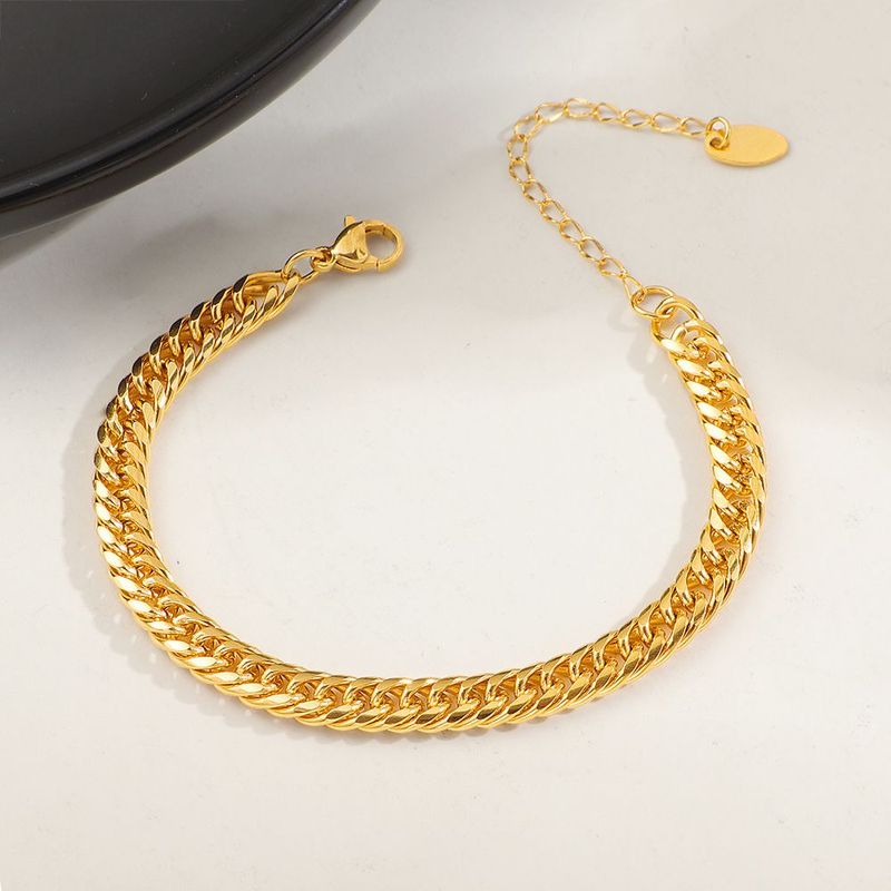 Bracciale in acciaio al titanio con catena cubana Hip Hop, tendenza personalità fredda, catena semplice, moda, stile semplice._voghion.com