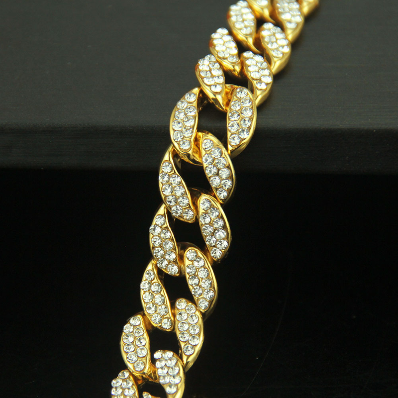 Mannen Iced Out Cubaanse Link Armband Gesimuleerde Diamanten Armband Cubaanse Links & Kettingen Lichtmetalen Armband voor Bangle Mannelijke Sieraden_voghion.com