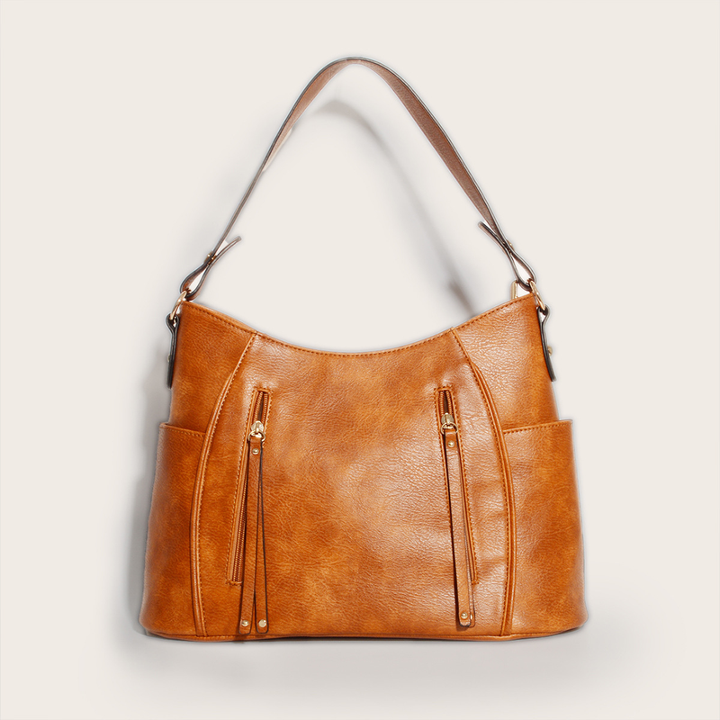 European and American retro tote bag double zipper tassel women's portable shoulder bag women's bag_voghion.com