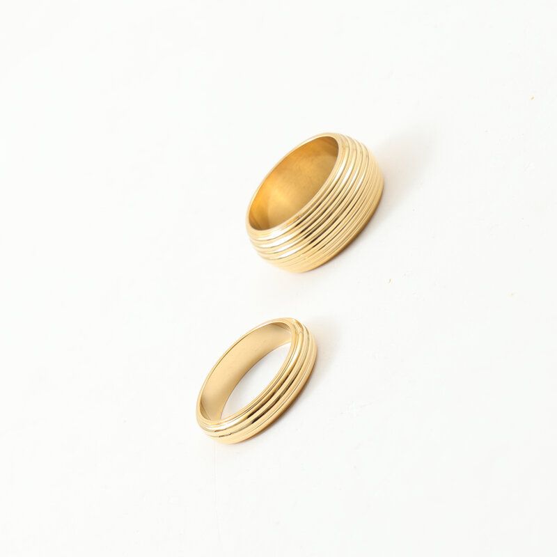 Damen Schmuck Multi Line Simple Ring Titan Stahl Galvanisiert Gold_voghion.com