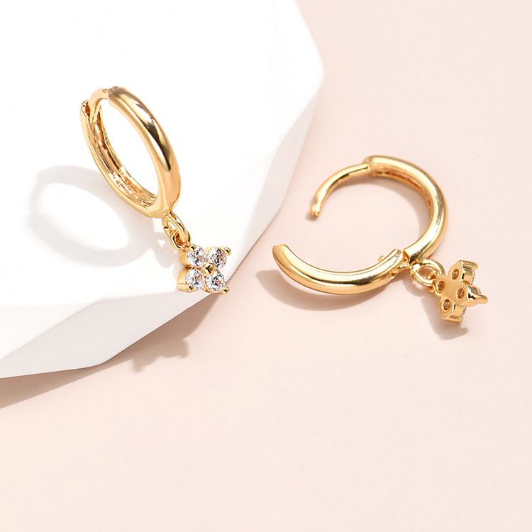 Boucles d'oreilles pendantes en cuivre pour femmes, style coréen et japonais, style simple et tendance, style fleur, C0858_voghion.com