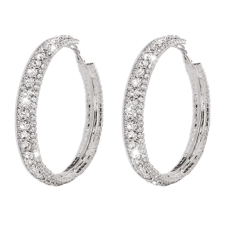 Orecchini a cerchio geometrici semplici con diamanti pieni all'ingrosso Nihaojewelry_voghion.com