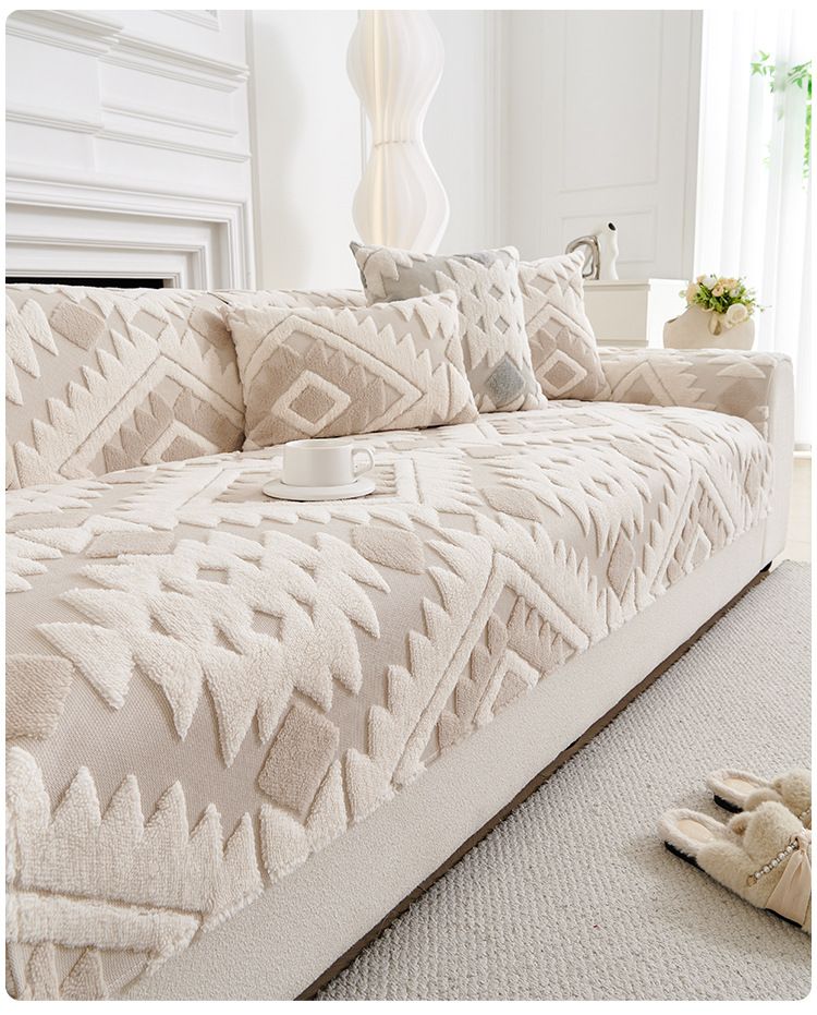 Bohemian Flannel Sofa Cushion Cover - Geometric Pattern Slip-Resistant Couch Protector (Multiple Sizes & Colors)_voghion.com