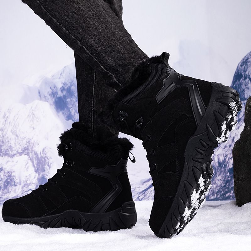 Men's Plus Size 2025 Fall/Winter New Snow Boots, Thickened Warm Cotton-Lined Shoes, Low-Top Boots._voghion.com