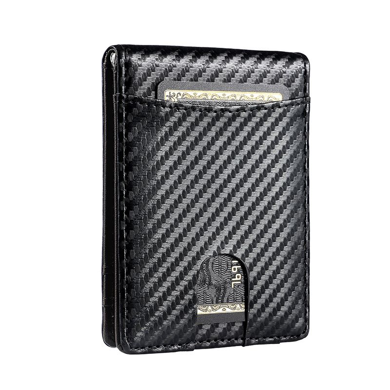 Herren-Geldbörse mit Kartenetui, komplett aus Mikrofaser-Leder, RFID-Schutz, Diebstahlschutz, neue Herren-Geldbörse aus Kohlefaser mit schlichter Textur, Dollar-Geldbörse_voghion.com