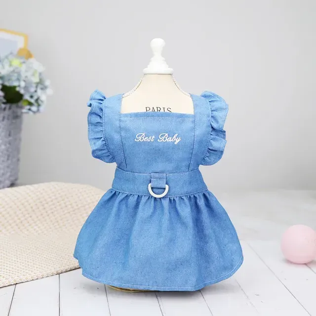 Spring-summer Dress Small Dogs, Dog Clothes, Denim Dresses With Embroidered Letters Puppies, Strap Skirts, For By PawParty Store_voghion.com